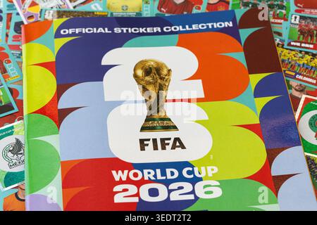 Panini stickers album about the World Cup 2026 with some stickers Stock Photo