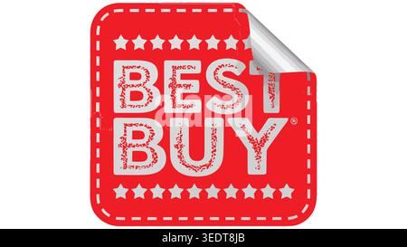 Best Buy Sale Sticker Icon, Red Discount Label Promotion Badge Design Stock Vector