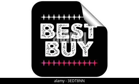 Best Buy Sale Sticker Label Icon with Folded Corner Design Stock Vector