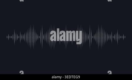 Digital audio equalizer or voice recognition waveform icon with dotted line effect on navy blue background Stock Vector