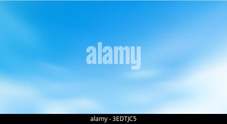 Cloudy blue sky gradient line. Simple day game background. Light circular cool sunburst summer vector. Bright white sunny soft spiritual sunshine Stock Vector