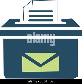 Ballot box with vote as symbol of democratic participation, electoral process and civic engagement, conceptual editorial icon. Stock Vector