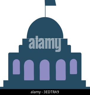 Institutional government building as symbol of stable governance, political order and functioning democratic system, conceptual editorial icon. Stock Vector