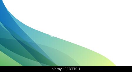 Minimal abstract background with overlapping translucent colorful waves, layers on the bottom left and white space on the upper right, ideal for moder Stock Vector