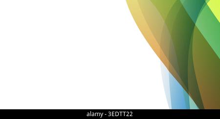 Minimal abstract background with overlapping translucent colorful waves, layers on the right and with lots of white space remaining, design template i Stock Vector