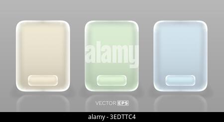 Elegant glassmorphism UI elements with smooth rounded corners, perfect for modern user interface design. Vector illustration Stock Vector