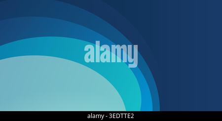 Layered concentric curved shapes in varying blue tones from light to deep. Vector design for corporate presentations, website headers, technology bran Stock Vector