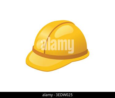 Bright yellow safety helmet symbolizing protection, construction, and workplace safety on a clean white background. Stock Vector