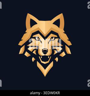 Geometric golden fox head logo with sharp lines and modern style, symbolizing intelligence, strength, and elegance. Stock Vector