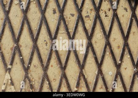 Rusted Diamond Plate Metal Texture with Peeling Paint Stock Photo