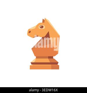 Stylized geometric chess knight piece in warm orange tones, symbolizing strategy, intelligence, and tactical thinking in design. Stock Vector