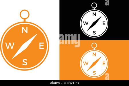 Compass Navigation Icon Set Stock Vector