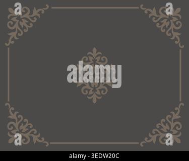 Vintage ornamental frame with elegant floral motifs on dark background, ideal for book covers, invitations, and luxury designs. Stock Vector