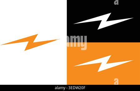 Lightning Bolt Icon Set Stock Vector