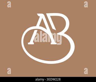 Elegant monogram design combining the letters A and B overlapping on a warm brown background, creating a modern and sophisticated visual identity. Stock Vector