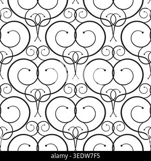 Intricate seamless pattern of calligraphy flourish. Monochrome vintage style curly ornament. Ornamental filigree background Stock Vector