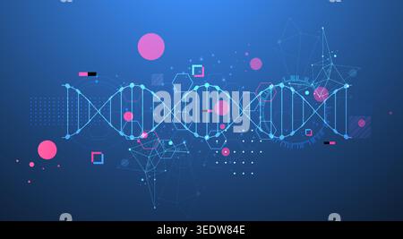 Abstraction on a scientific medical theme. Creative image of a DNA molecule with art elements. Stock Vector