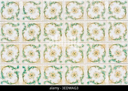 Vintage floral ceramic tiles with ornate decorative pattern Stock Photo