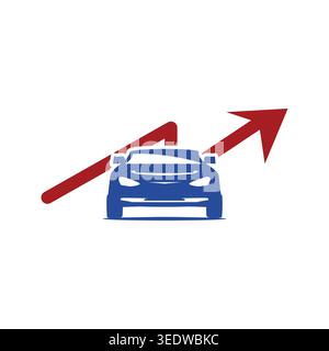 Modern car arrow up icon design featuring clean vector lines, automotive growth concept, navigation symbol, transportation app element, scalable graph Stock Vector
