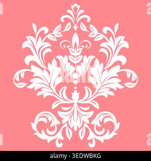 Damask graphic ornament. Floral design element. Pink vector pattern Stock Vector
