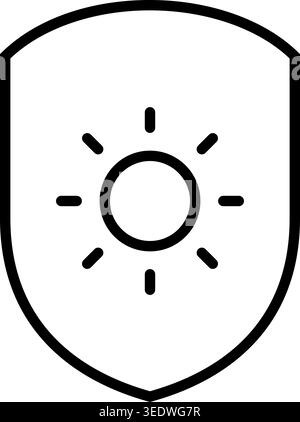 Shield protecting from sun, vector representing uv safeguard, and protection from radiation effects. Concept security and defense Stock Vector