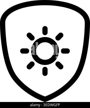 Shield protecting from sun, vector representing uv safeguard, and protection from radiation effects. Concept of defense and security Stock Vector
