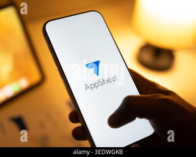Google Appsheet logo is displayed on the screen of a smartphone, in Bangalore, India, on February 28, 2026 Stock Photo