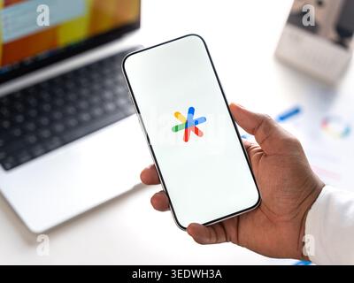 Google Authenticator logo is displayed on the screen of a smartphone, in Bangalore, India, on February 28, 2026 Stock Photo