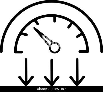 Speedometer with Downward Arrows, Measurement Indicator Stock Vector