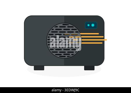 Modern air source heat pump icon. Sustainable heating system for green home. Efficiency, renewable energy or sustainable home heating concept. Vector Stock Vector