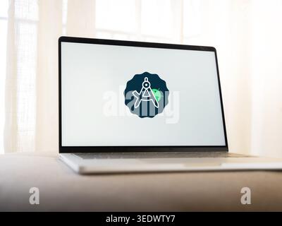 Android Studio logo is displayed on the screen of a smartphone, in Bangalore, India, on February 28, 2026 Stock Photo