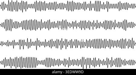 Dynamic sound wave line illustrating audio frequency and music rhythm. Perfect for podcast radio apps, or acoustic waveform designs with vibrant energy. Stock Vector