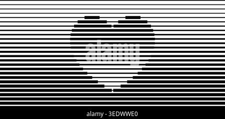 Halftone heart pattern of straight vertical lines. Background with parallel stripes and a fading effect for Valentines Day design. Stock Vector