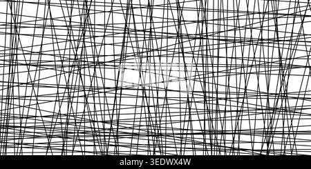 Random line chaos forming irregular geometric pattern. Modern abstract background with tangled straight stripes and rough texture effect. Stock Vector
