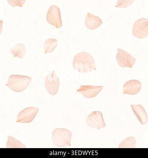 Seamless background pattern of delicate light pink hydrangea flower petals scattered on light surface Stock Photo