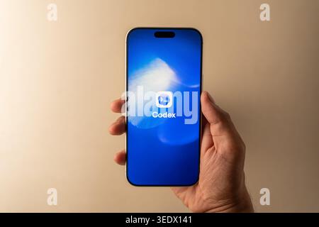 OpenAI Codex logo is displayed on the screen of a smartphone, in Bangalore, India, on May 11, 2026 Stock Photo