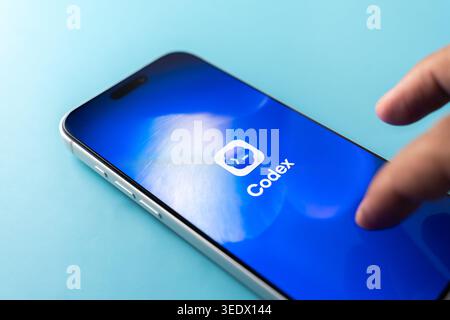 OpenAI Codex logo is displayed on the screen of a smartphone, in Bangalore, India, on May 11, 2026 Stock Photo