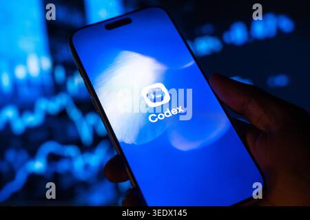 OpenAI Codex logo is displayed on the screen of a smartphone, in Bangalore, India, on May 11, 2026 Stock Photo