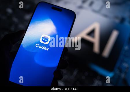 OpenAI Codex logo is displayed on the screen of a smartphone, in Bangalore, India, on May 11, 2026 Stock Photo