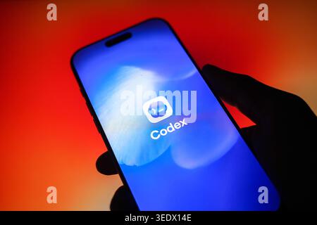 OpenAI Codex logo is displayed on the screen of a smartphone, in Bangalore, India, on May 11, 2026 Stock Photo