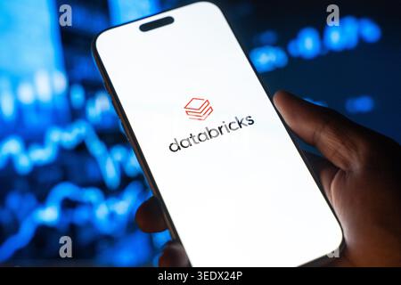 Databricks ai logo is displayed on the screen of a smartphone, in Bangalore, India, on May 11, 2026 Stock Photo