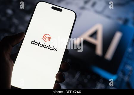 Databricks ai logo is displayed on the screen of a smartphone, in Bangalore, India, on May 11, 2026 Stock Photo