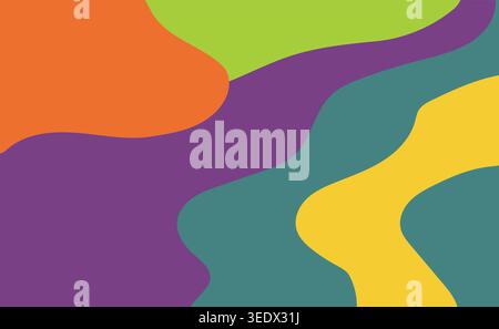 Abstract Colorful Waves with Orange, Green, Purple, and Yellow Tones Stock Vector