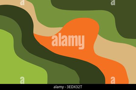 Abstract Colorful Waves with Green, Orange, and Brown Tones Stock Vector