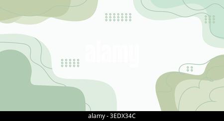 Abstract Soft Green Waves with Fluid Lines and Geometric Patterns Stock Vector