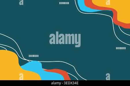 Abstract Colorful Waves with Geometric Shapes and Dots Stock Vector