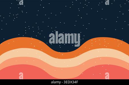 Abstract Colorful Waves with Starry Background Stock Vector