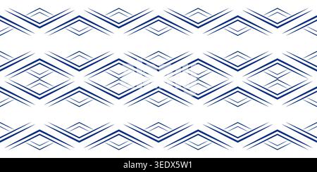 Seamless geometric border. Blue folklore ornament Stock Vector