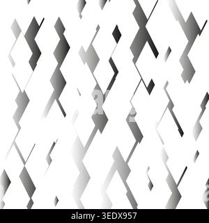 Gradient gray abstract geometric pattern. Random zigzag curved shapes on transparent background. Monochrome background with metallic shine texture Stock Vector