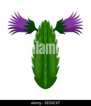Cacti dessert plant, cactus font cartoon letter T Stock Vector
